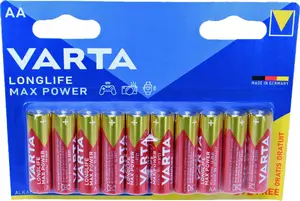 Щелочные батареи формата AA Varta Longlife Max Power — набор 10 шт. (8+2 в подарок)