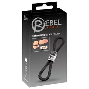 Кок-страп Rebel Heavy Rope 2L — двойная силиконовая петля для пениса/яичек со скользящим металлическим грузом, Ø петель 5,5 см, общая длина 32 см