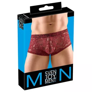 Мужские трусы Svenjoyment 21333853711 прозрачные кружевные, тёмно-красные, размер M, 90% полиамид/10% спандекс