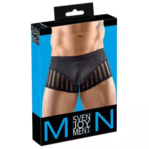 Мужские брюки Svenjoyment M 21333931711 Comfortable Fit — размер M, чёрный микрофибра с прозрачными вставками, передняя застёжка