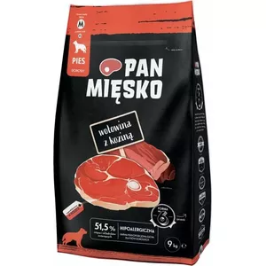 Сухой корм для собак pan miĘsko Beef with Goat Adult Crunchy M — 9 кг, 30% белка, 20% жира, без глютена