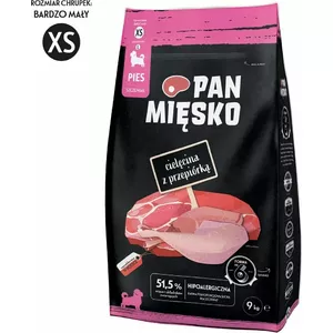 Сухой корм для щенков pan miĘsko Телятина с перепелкой XS 9 кг — юниор для мелких пород, 30% белка, 20% жира