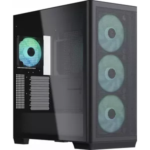 Computer case APNX C1-BK-V1 Midi Tower, Black, supports 3x front 140 mm fans, HDD 2.5/3.5", 230×464×502 mm
