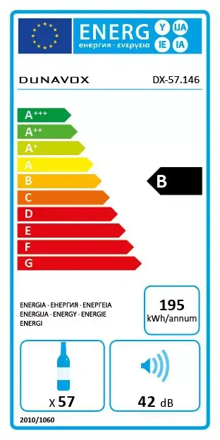 Dunavox DX57.146DWK двухзонный винный шкаф Photo 2