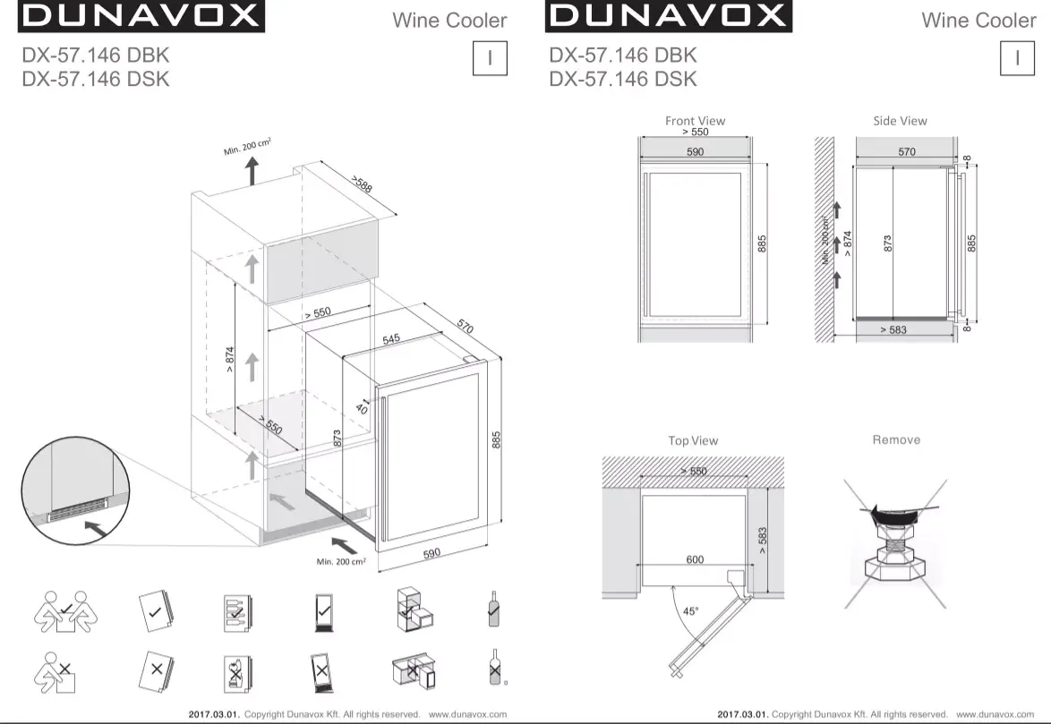 Dunavox DX57.146DWK двухзонный винный шкаф Photo 3