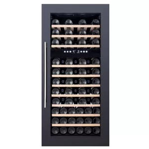 Built-in wine cooler Dunavox DX74.230DB dual zone — 74 bottles, energy class B, wooden shelves