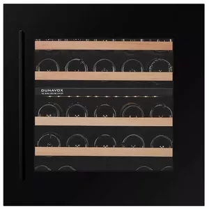 Built-in dual zone wine cooler Dunavox DXJ-26.69DB — 26-bottle capacity, reversible glass door, LED touch control