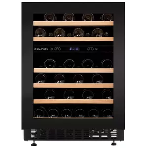Wine cooler Dunavox DAUF-46.145DBH dual zone undercounter/freestanding, 46-bottle capacity, wooden shelves, LED touch screen