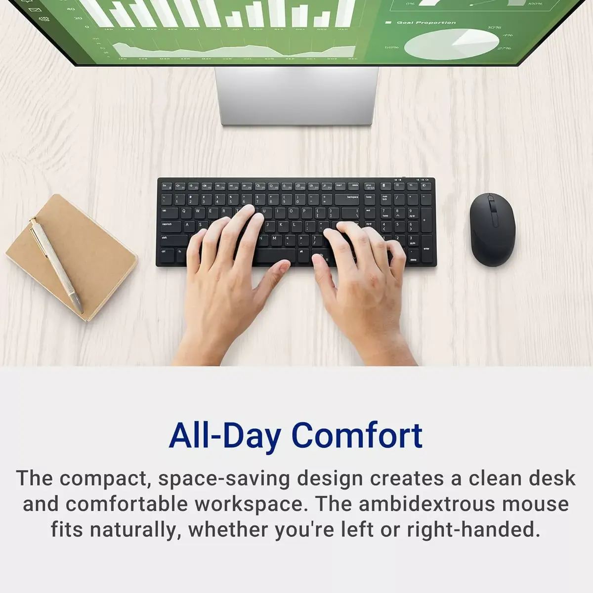 DELL KM555 klusa tastatūra Pele iekļauta Universāls RF bezvadu sakari + Bluetooth QWERTY ENG/RUS Melna Photo 2