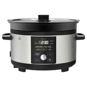 Slow cooker SENCOR SPR5520SS 5.5 L stainless steel, non-stick aluminium pot, glass lid, 5 preset programs