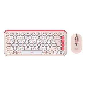 Клавиатура и мышь Logitech POP Icon Combo Bluetooth QWERTY Розовая Белая
