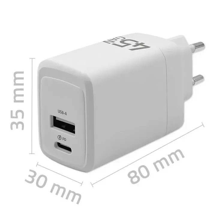 GaN Charger QOLTEC 51825 45W USB-C PD Photo 2