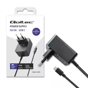 PD charger QOLTEC 51829 for Raspberry Pi 4 — USB‑C 30W power supply
