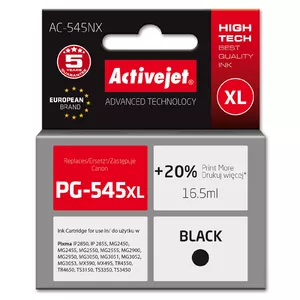 Картридж ActiveJet AC-545NX Black совместимый с Canon PG-545XL, повышенной ёмкости XL 16,5 мл пигмент