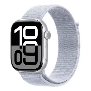 Умные часы Apple Watch Series 10 GPS 46mm Серебряный алюминиевый корпус с синим текстильным ремешком