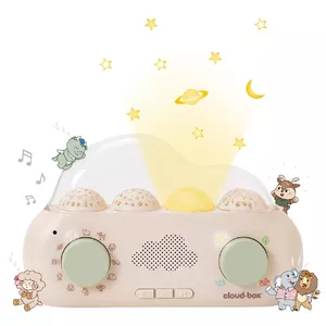 Bērnu naktslampa cloud b CloudBox brīvi stāvoša bēša/zaļa, darbināma ar baterijām, līdz 8 gadu vecumam