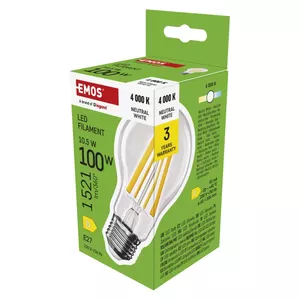 LED spuldze EMOS FLM A60 10,5W 1521 lm E27 NW — A60 forma, E27 pamatne, neitrāli balta