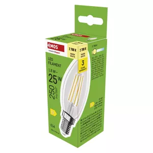 LED sveces spuldze EMOS FLM 1.8W 250 lm E14 siltai balta