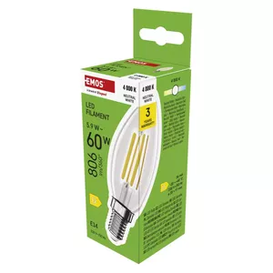 LED sveces spuldze EMOS FLM 5.9W 806 lm E14 neitrāli balta