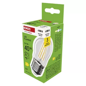 LED spuldze EMOS FLM MINI GL 3.4W 470 lm E27 neitrāli balta