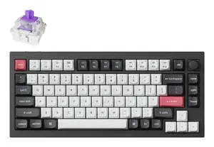 Keychron Q1 HE 75% Wireless Mechanical Keyboard with Magnetic Switches, USB, RF, and Bluetooth, Black and Grey