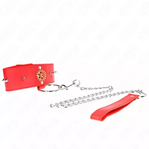 Necklace KINK RED DIAMOND with belt, adjustable length 35–51 cm, wearable length 65 cm — KINK COLLAR & GAG