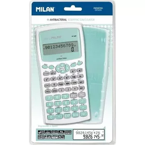 Scientific calculator Milan M240, pocket form, 12-digit, 2-line display, battery-powered, turquoise/white