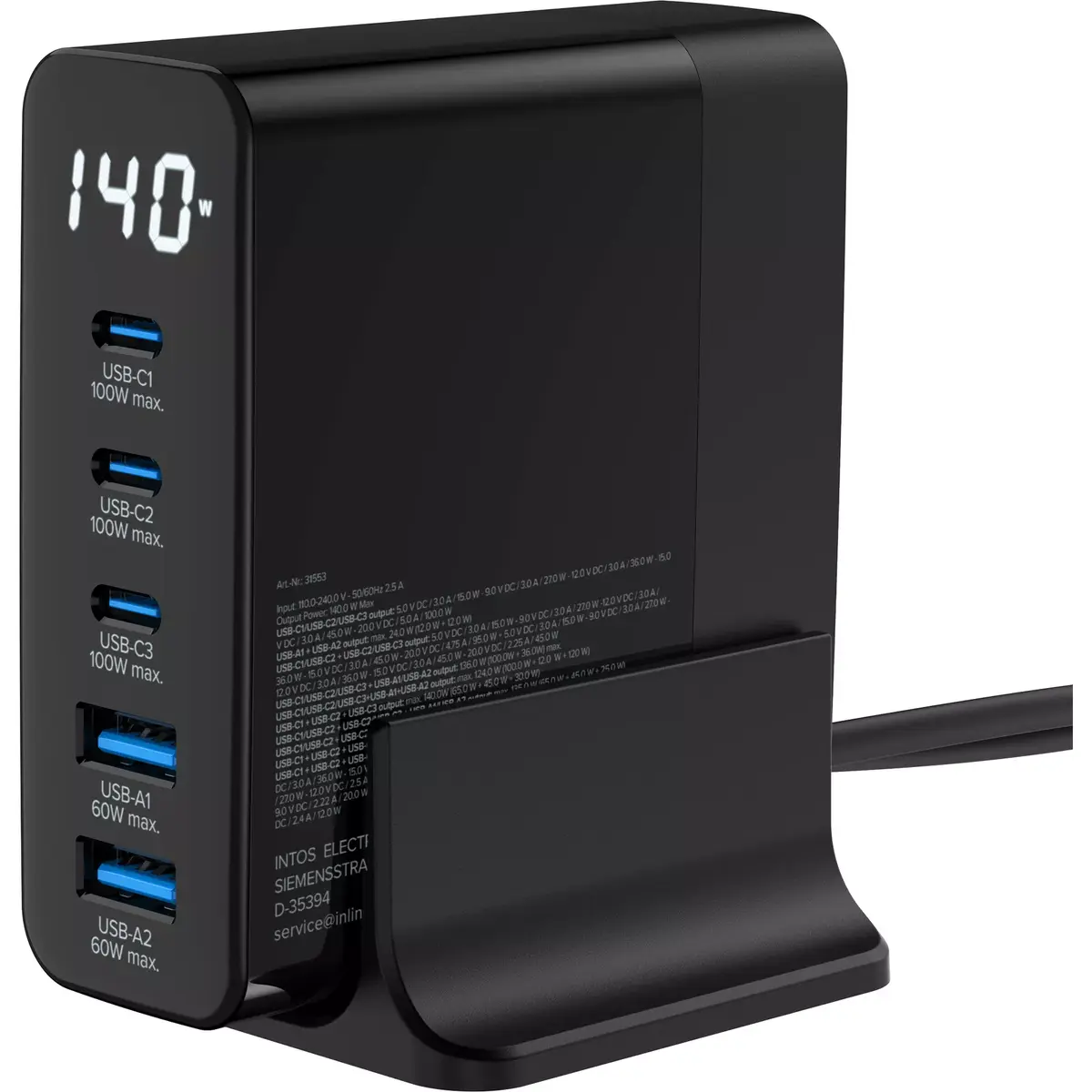 InLine USB PD блок питания GaN зарядное устройство 140W Photo 2