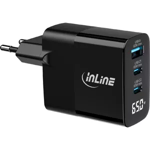 Зарядное устройство InLine GaN 3-портовое USB PD 65W с дисплеем