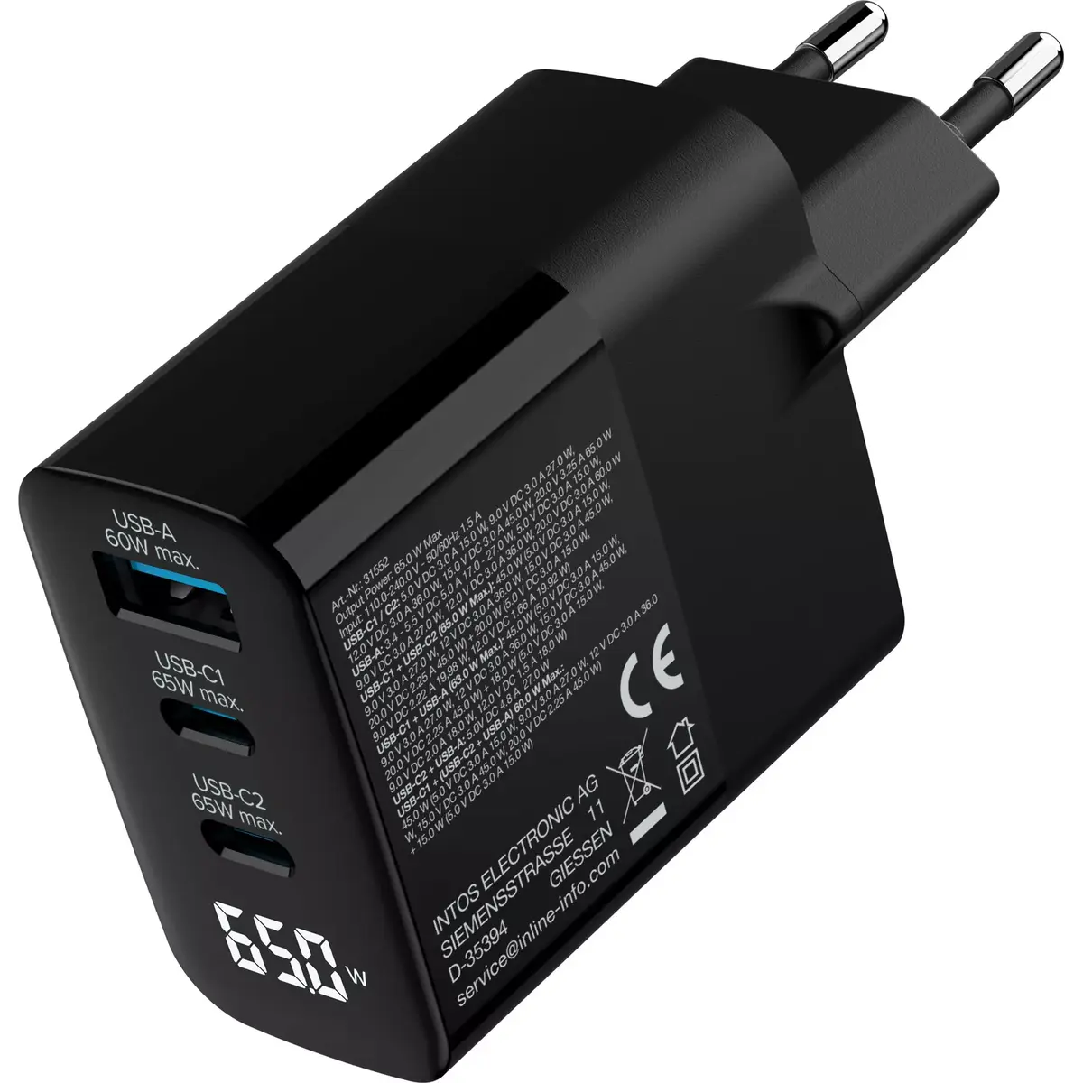 Зарядное устройство InLine GaN 3-портовое USB PD Photo 2