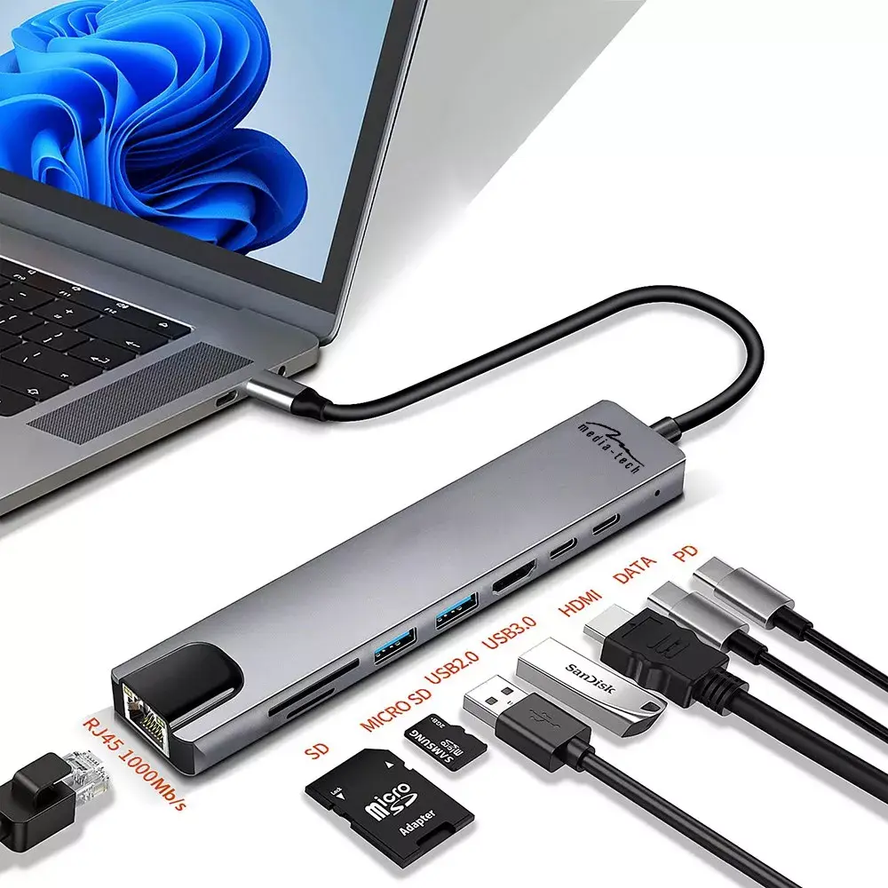 MEDIA-TECH MT5046 док‑станция 8‑в‑1 USB‑C Photo 5