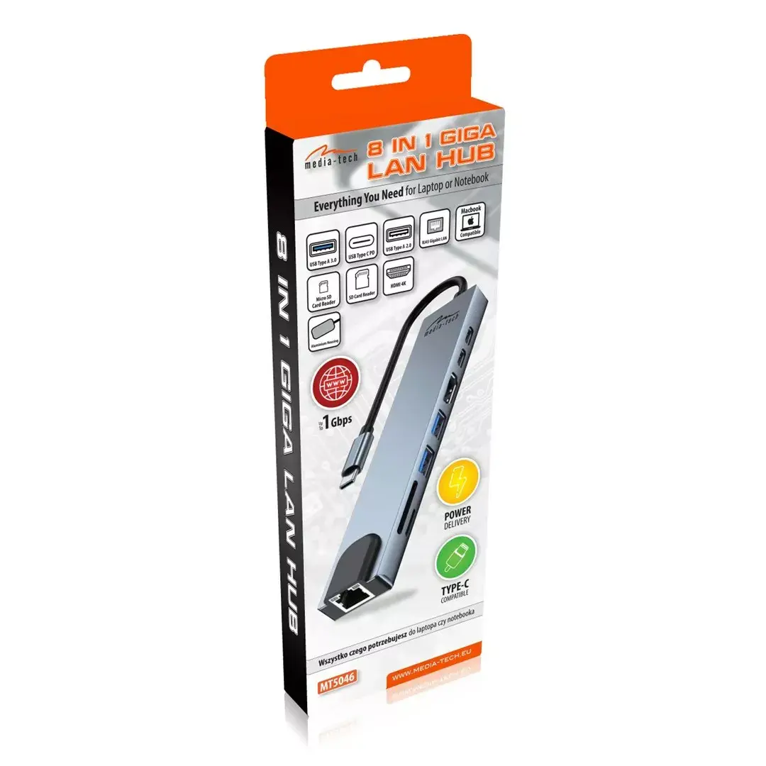 MEDIA-TECH MT5046 док‑станция 8‑в‑1 USB‑C Photo 6