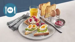 Breakfast set for toast, eggs and more