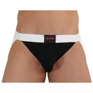 BURN Jock BURN 004 Shiny Black White M — мужской джокстрап, размер M