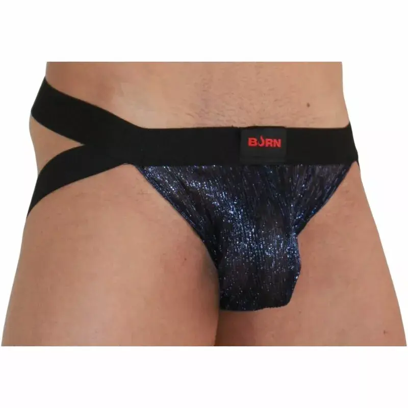 Мужской джокстрэп BURN 006 Shiny Blue Black XL Photo 2
