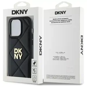 Phone case DKNY DKHCP14LPQDSLK for iPhone 14 Pro 6.1" — black quilted stack logo