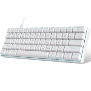 Mechanical Keyboard MageGee STAR61 White with Blue LED Lighting, Red Switches, 61-key US Layout