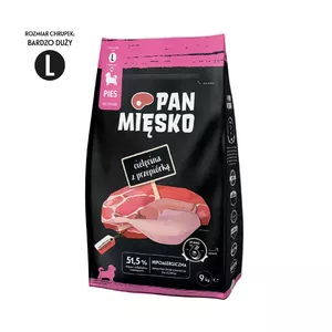 Сухой корм для щенков pan miĘsko телятина с перепёлкой 9 кг — для крупных пород, 30% белка, 20% жира
