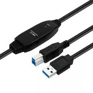 Aktīvs USB 3.2 Gen 1 A–B kabelis MicroConnect 10 m, melns, USB A — USB B