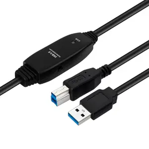 MicroConnect Aktīvais USB 3.2 Gen 1 kabelis USB A uz USB B vīrietis-vīrietis 10m melns