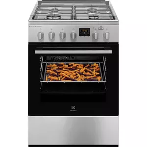 Gāzes plīts Electrolux LKK660221X ar elektrisko cepeškrāsni, nerūsējošā tērauda apdare, energoefektivitāte A
