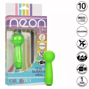 Handheld mini massager CALEXOTICS Neon Vibes The Bubbly Vibe — 10 vibration modes, green