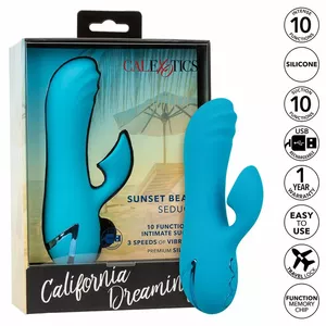 Vibrator CALEXOTICS SUNSET BEACH SEDUCER VIBRATOR & STIMULATOR 10 FUNCTIONS BLUE