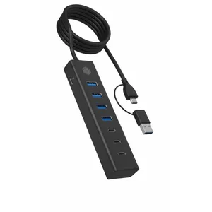 USB-концентратор icybox IB-HUB1737-C3 — 7 портов USB 3.2 Gen 1, компактный настольный корпус
