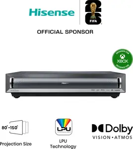 Ультракороткофокусный лазерный проектор Hisense PX3 с яркостью 2800 ANSI люмен, разрешением 4K UHD, Smart TV и Wi-Fi, черно-серый