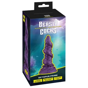 Dildo Beasty Cocks Octopus Prime — Liquid Silicone, 20.2 cm total, 17 cm insertable, Ø max 4.6 cm, suction cup, black