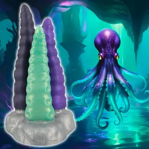Dildo Beasty Cocks Triple Tentacle silikona zaļš — kopējais garums 22 cm, ievadgarumi 18.5/16.5/14.5 cm, maks Ø 4.6 cm