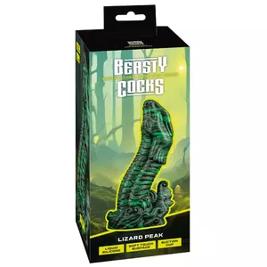 Dildo Beasty Cocks Lizard Peak silicone green, total length 22 cm, insertion 18 cm, Ø max 5.5 cm, suction cup