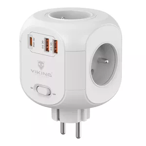 Сетевой адаптер Viking VAC43: 4×AC, 2×USB-A, 1×USB-C, 3500W