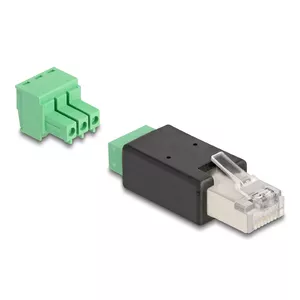 DeLOCK 66607 переходник RJ45 на 3-pin клеммный блок черный зеленый